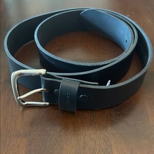 Carhartt Black Leather Belt with Silver Buckle 46” EUC